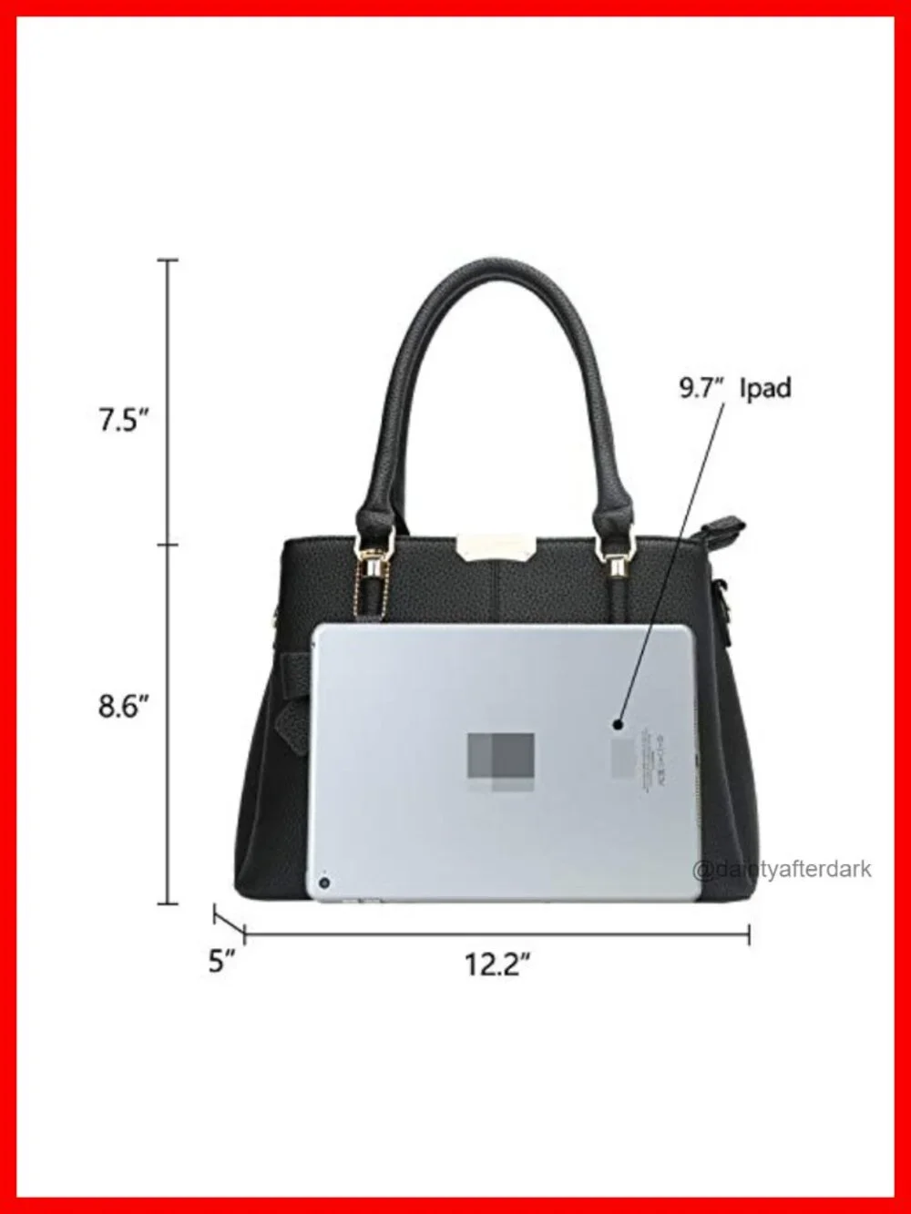 PU Leather Satchel Handbag with 3 Zippered Compartments, Top Handle Purse